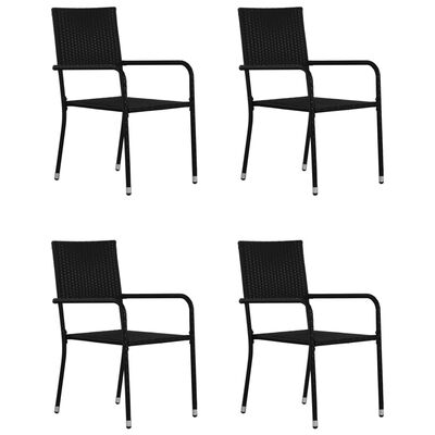 vidaXL Ensemble à dîner de jardin 5 pcs Résine tressée Noir