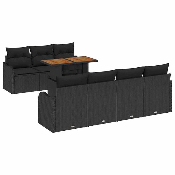 vidaXL Ensemble de canap&eacute; de jardin 8 pcs Noir Poly rotin