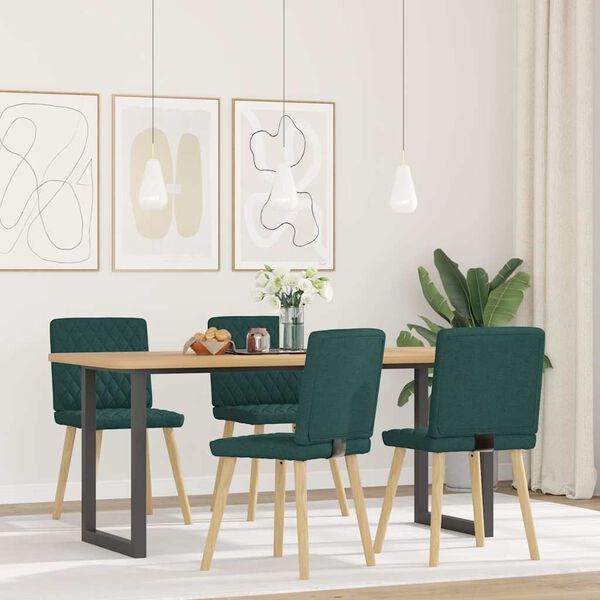 vidaXL Chaises à manger lot de 4 vert foncé tissu