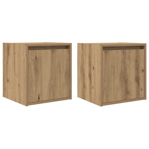 vidaXL Tables de chevet murales 2 pcs ch&ecirc;ne artisanal 38x34x40 cm