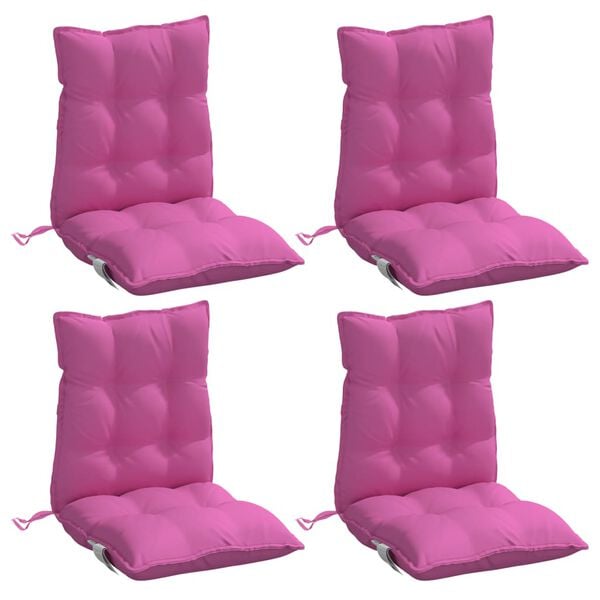 vidaXL Coussins de chaise à dossier bas lot de 4 rose tissu oxford