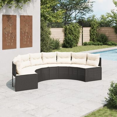 vidaXL Canapé de jardin avec coussins demi-rond beige résine tressée