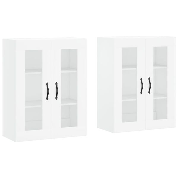 vidaXL Armoires murales 2 pcs blanc bois d'ing&eacute;nierie
