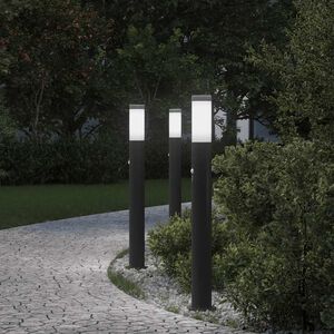 vidaXL Bornes lumineuses avec d&eacute;tecteur lot de 3 80 cm acier inoxydable IP44
