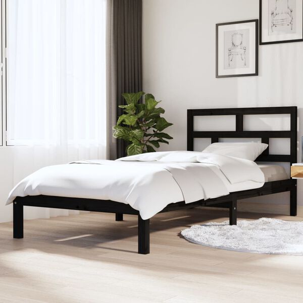 vidaXL Cadre de lit sans matelas noir bois massif 100x200 cm