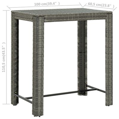 vidaXL Ensemble de bar d'extérieur 5 pcs coussins Résine tressée Gris