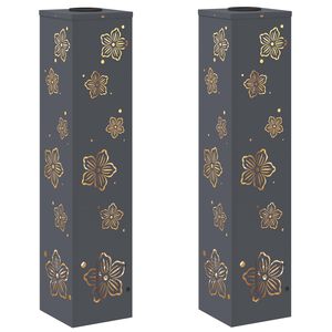 vidaXL Lumi&egrave;re de chemin LED solaire 2 pc Blanc chaud 18 x 18 x 80 cm