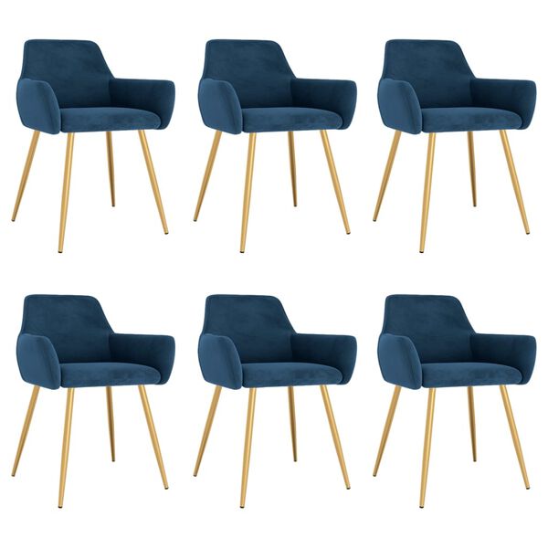 vidaXL Chaises &agrave; manger lot de 6 bleu velours