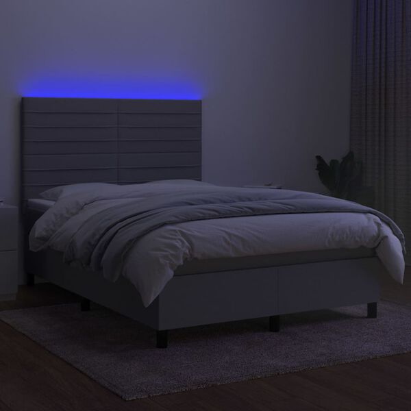 vidaXL Sommier &agrave; lattes de lit et matelas et LED Gris clair 140x200 cm