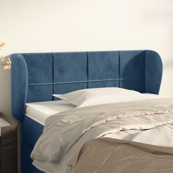 vidaXL Tête de lit avec oreilles Bleu foncé 103x23x78/88 cm Velours