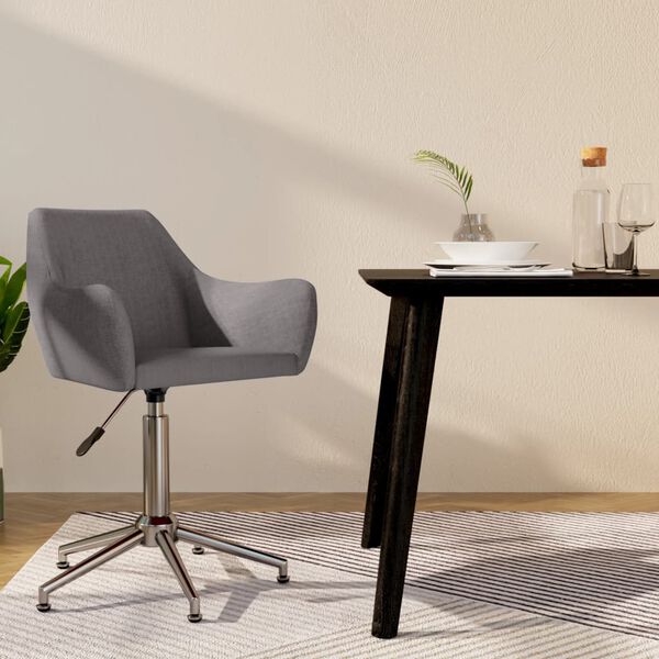 vidaXL Chaise pivotante de salle &agrave; manger Gris clair Tissu
