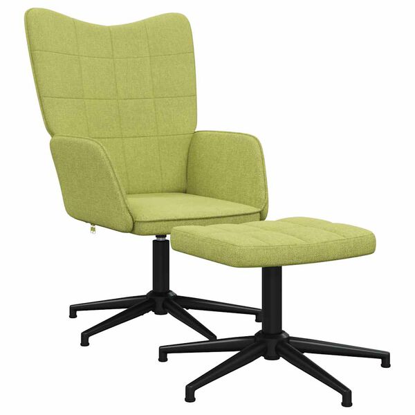 vidaXL Chaise de relaxation avec tabouret Vert Tissu