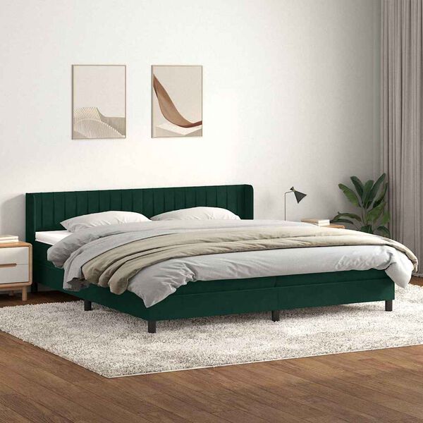 vidaXL Sommier &agrave; lattes de lit et matelas vert fonc&eacute; 200x210cm velours
