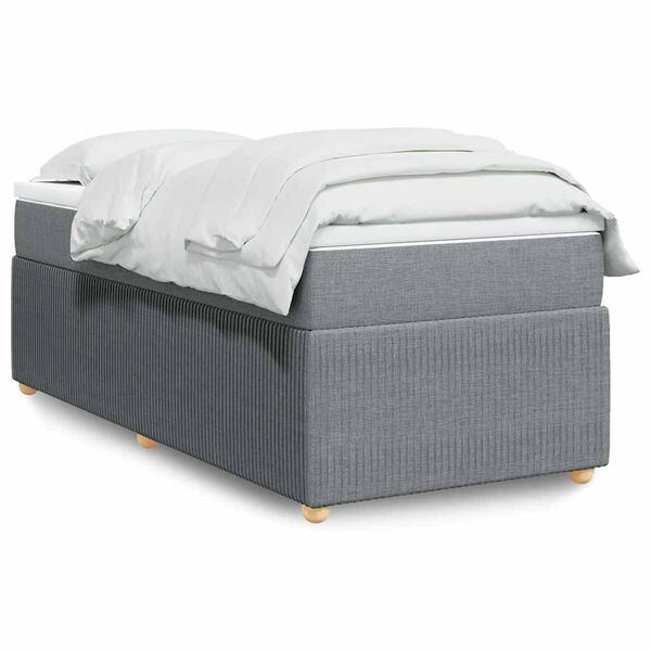 vidaXL Sommier &agrave; lattes de lit avec matelas Gris clair 100x200cm Tissu