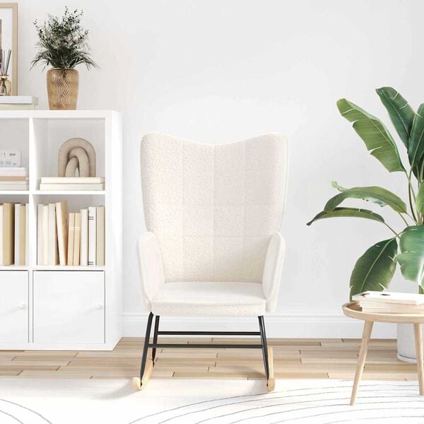 vidaXL Chaise à bascule Crème Tissu Sherpa