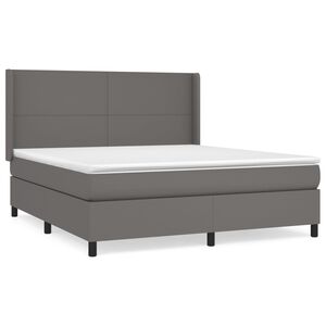 vidaXL Sommier &agrave; lattes de lit avec matelas Gris 160x200 cm Similicuir