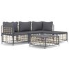 vidaXL Salon de jardin 4 pcs avec coussins anthracite r&eacute;sine tress&eacute;e