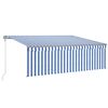 vidaXL Auvent automatique rétractable avec store 4,5x3 m Bleu et blanc