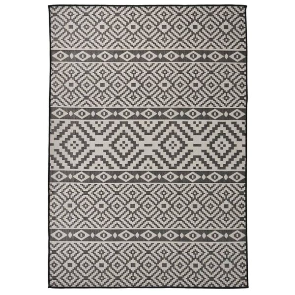vidaXL Tapis &agrave; tissage plat d'ext&eacute;rieur 140x200 cm Rayures noires