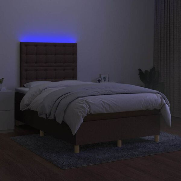 vidaXL Sommier &agrave; lattes de lit matelas et LED marron fonc&eacute; 120x190 cm