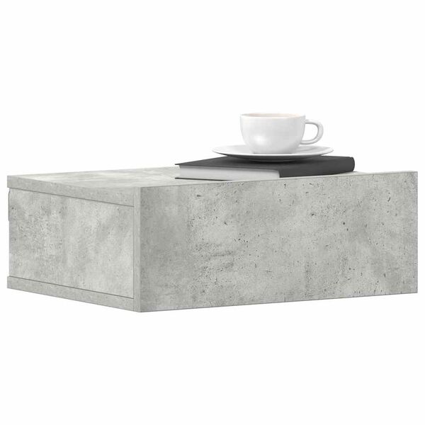 vidaXL Tables de chevet flottantes 2 pcs Gris béton Bois d'ingénierie