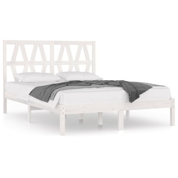 vidaXL Cadre de lit sans matelas blanc bois massif