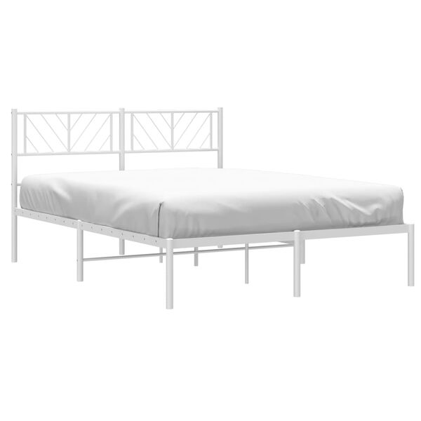 vidaXL Cadre de lit m&eacute;tal sans matelas et t&ecirc;te de lit blanc 120x200 cm
