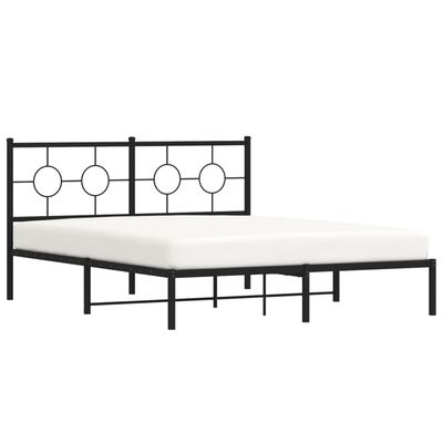 vidaXL Cadre de lit métal sans matelas avec tête de lit noir 150x200cm