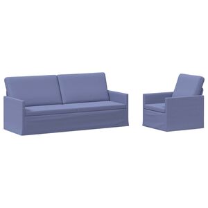 vidaXL Ensemble de Canap&eacute;s 2 pcs Bleu denim Tissu