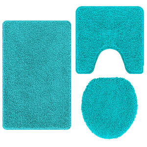 vidaXL Ensemble de tapis de bain antid&eacute;rapants 3 pc Turquoise PP