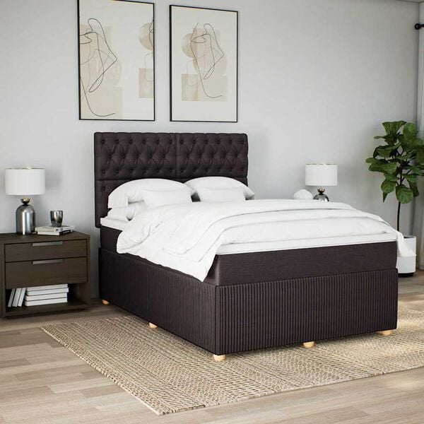 vidaXL Sommier &agrave; lattes de lit avec matelas Marron fonc&eacute; 140x190 cm