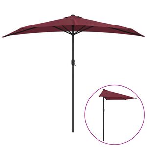 vidaXL Parasol de balcon m&acirc;t en aluminium Bordeaux 270x144x222 cm Demi