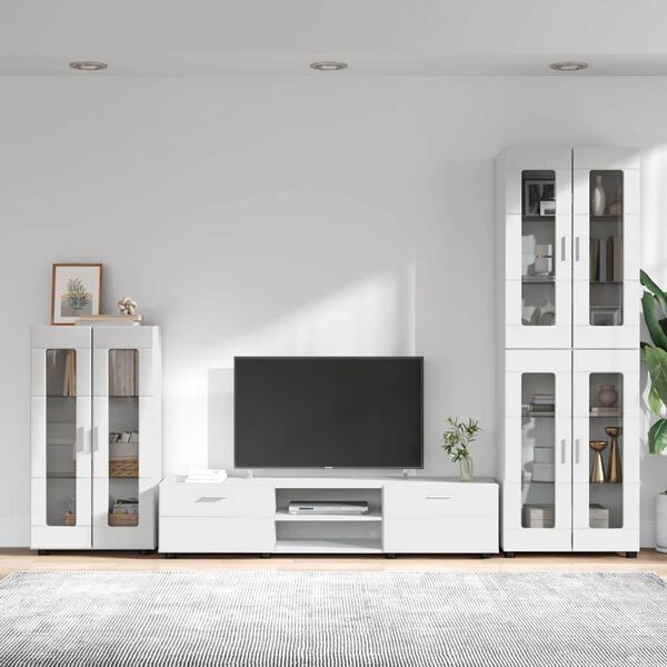vidaXL Ensemble meuble TV avec tiroir Blanc Bois d'ing&eacute;nierie