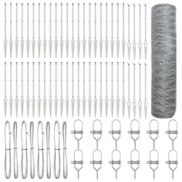 vidaXL Poteau de cl&ocirc;ture. Argent&eacute; 100 x 0,5 m (maille de 50 mm) Acier