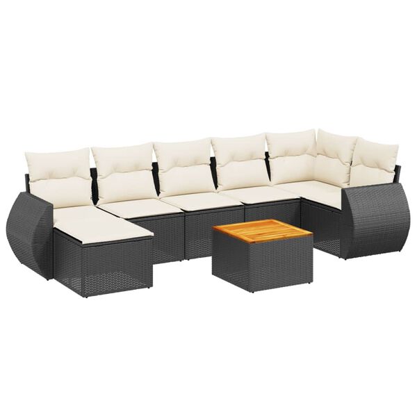 vidaXL Salon de jardin 8 pcs avec coussins noir r&eacute;sine tress&eacute;e