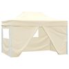 vidaXL Tente de r&eacute;ception pliable avec 4 parois 3x4 m Acier Cr&egrave;me