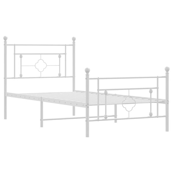 vidaXL Cadre de lit m&eacute;tal sans matelas avec pied de lit blanc 90x190cm