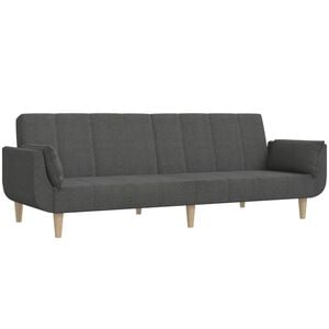 vidaXL Canap&eacute;-lit &agrave; 2 places avec deux oreillers Gris fonc&eacute; Tissu
