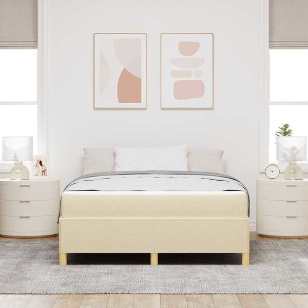 vidaXL Cadre de lit avec matelas Cr&egrave;me 160 x 200 cm tissu