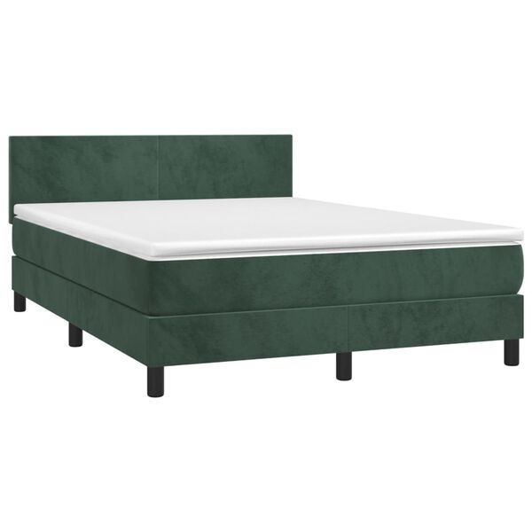 vidaXL Sommier &agrave; lattes de lit et matelas Vert fonc&eacute; 140x200cm Velours