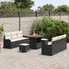 vidaXL Ensemble de canapé de jardin 9 pcs Noir polyrotin