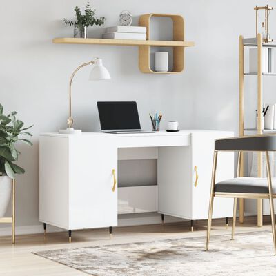 vidaXL Bureau Blanc brillant 140x50x75 cm Bois d'ingénierie