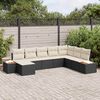vidaXL Ensemble de canap&eacute; de jardin 8 pcs Noir et Cr&egrave;me Poly Rattan