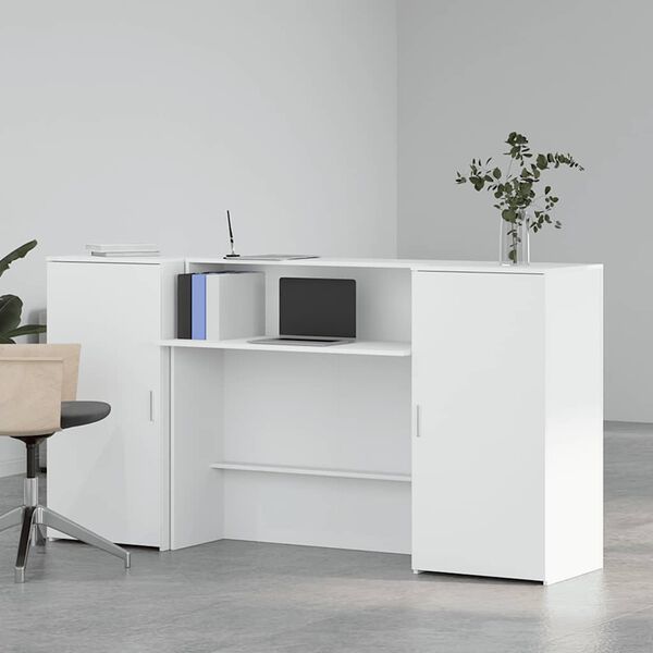 vidaXL Bureau de r&eacute;ception blanc 200x50x103,5 cm bois d'ing&eacute;nierie