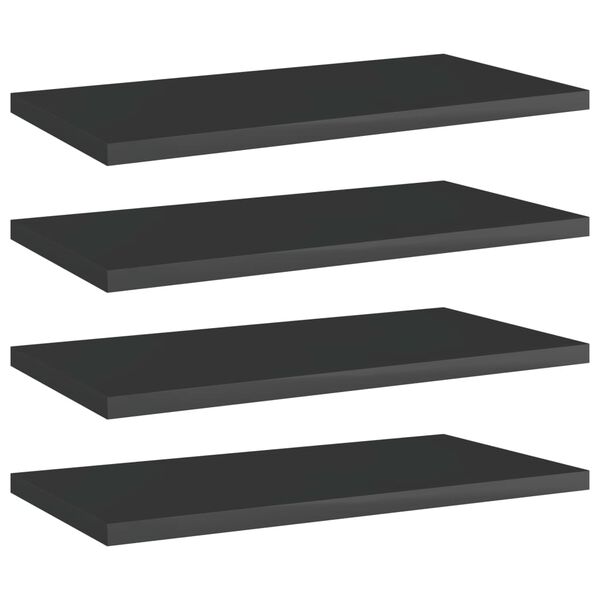 vidaXL Panneaux bibliothèque 4pcs Noir brillant 40x20x1,5cm Aggloméré