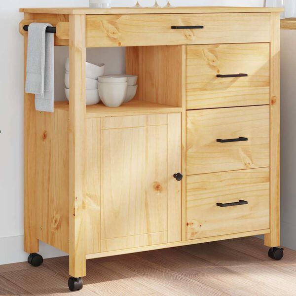 vidaXL Chariot de cuisine MONZA 84x40x88,5 cm bois massif de pin