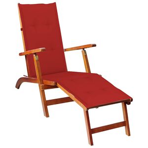vidaXL Chaise longue d'ext&eacute;rieur repose-pied et coussin Acacia solide