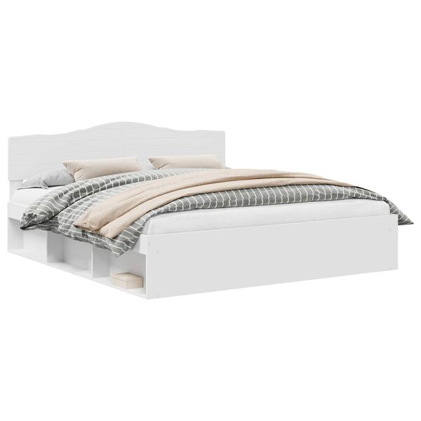 vidaXL Cadre de lit Blanc 200 x 200 cm Bois de pin massif