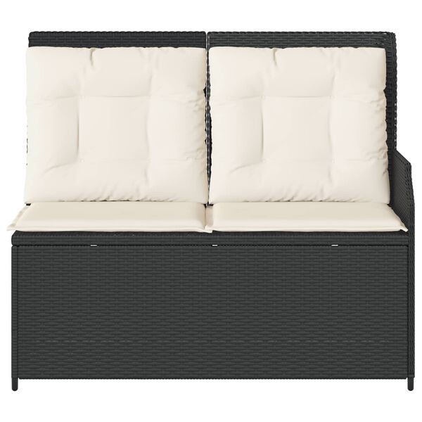 vidaXL Banc de jardin avec coussin Noir et blanc crème polyrotin