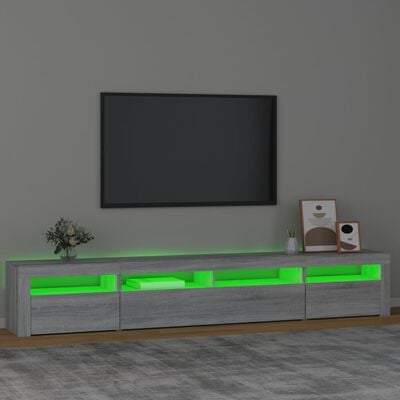 vidaXL Meuble TV avec lumières LED Sonoma gris 240x35x40 cm